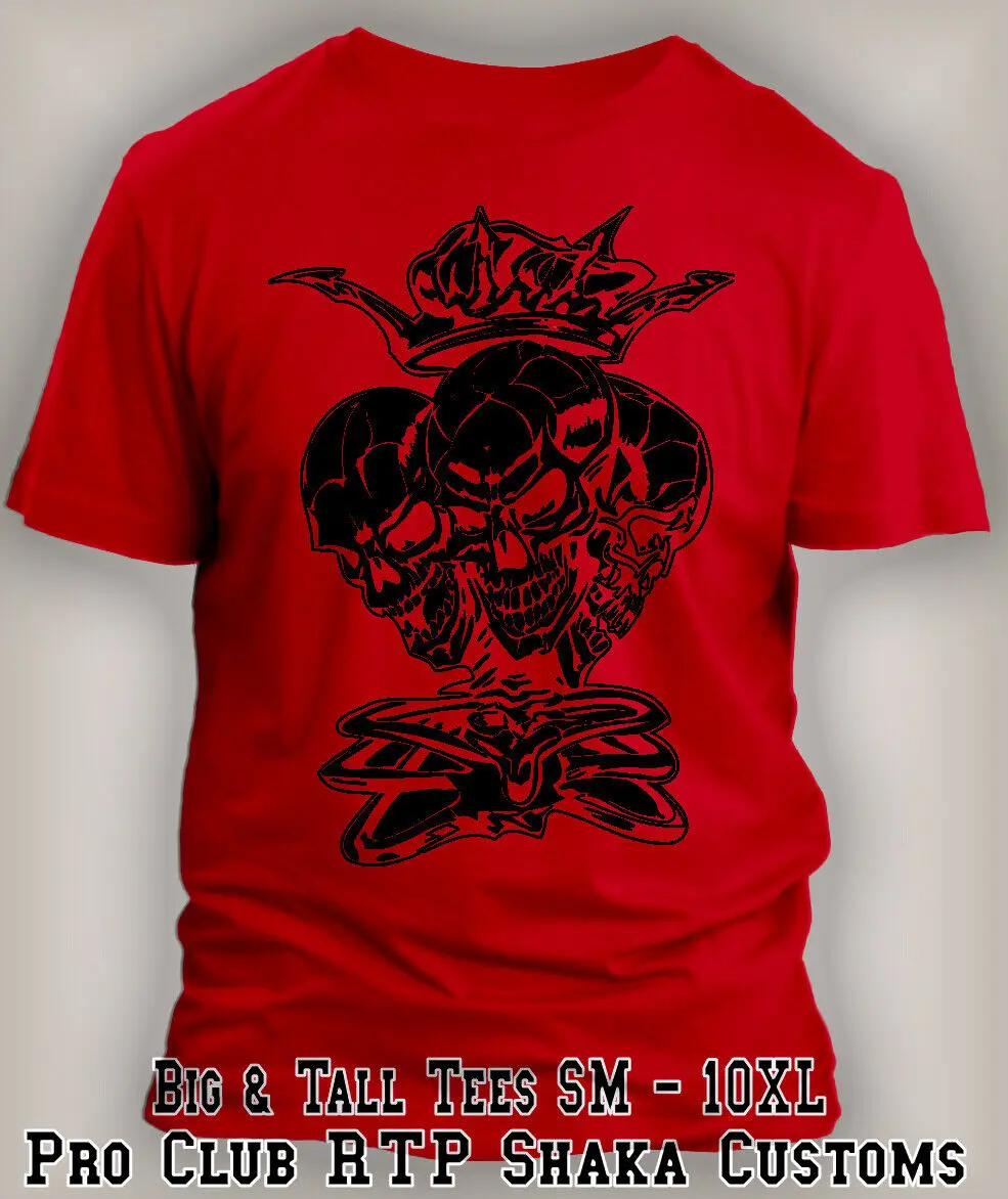 Хэллоуин черепа 3 головки ужас большой и высокий зло футболка Pro Club Shaka RTP