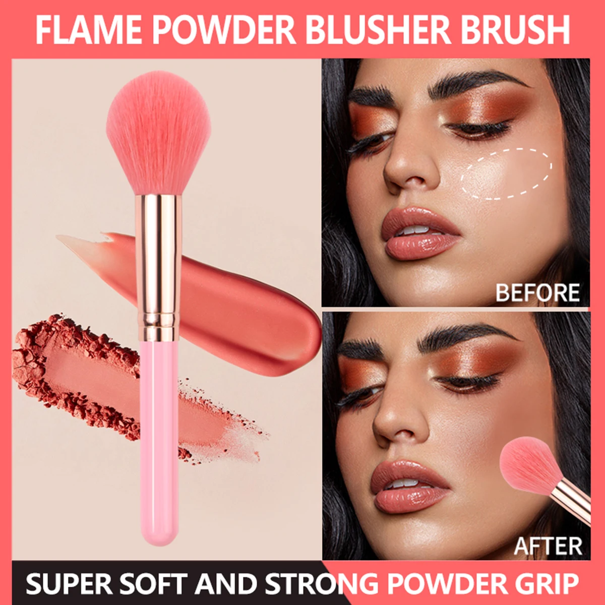 Супермягкая кисть для макияжа Rose пудры и румян. Высокофункциональная