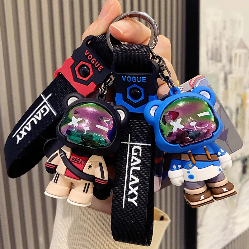 

Original Cool Bear Doll Keychain Cartoon Cute Keyring Men Bag Pendant Car Key Chain Ring Holder Creative Gift for Boys