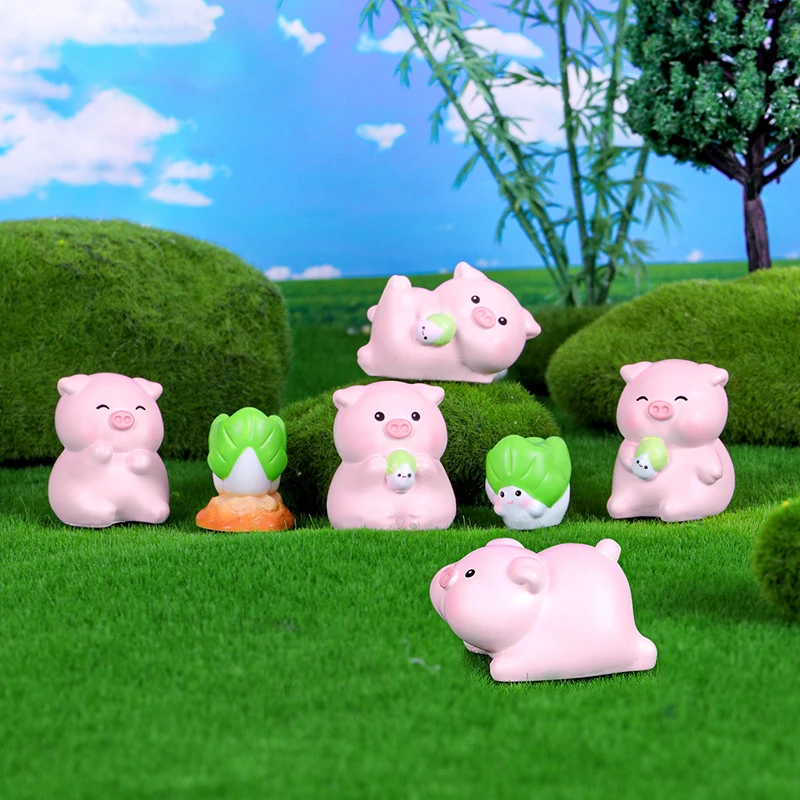 1 шт. кукольный домик мох террариум пейзажные аксессуары каваи свинья смола