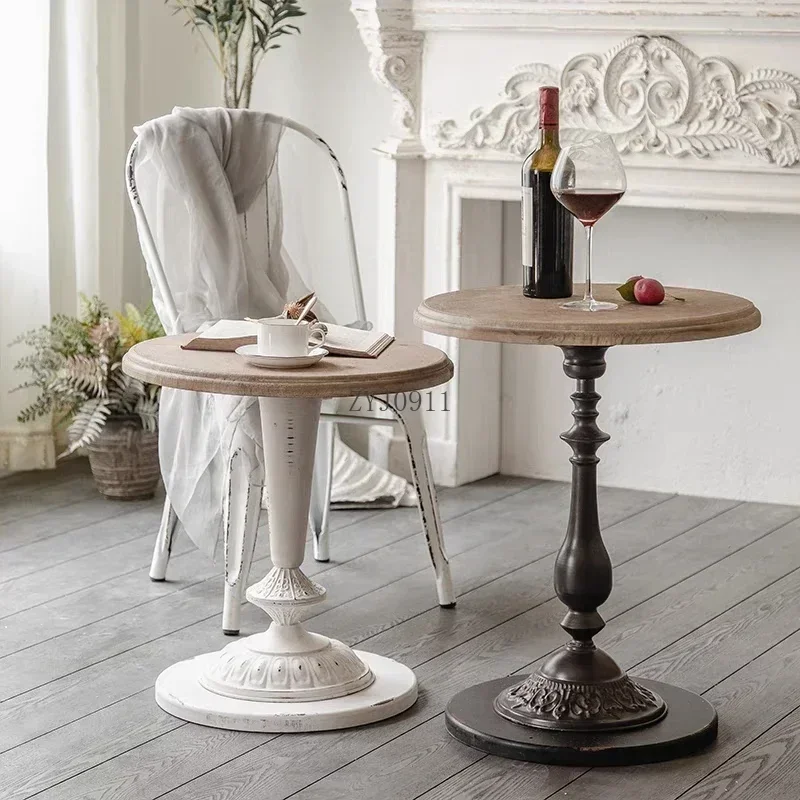 Американский винтажный чайный столик из цельного дерева семейная гостиная