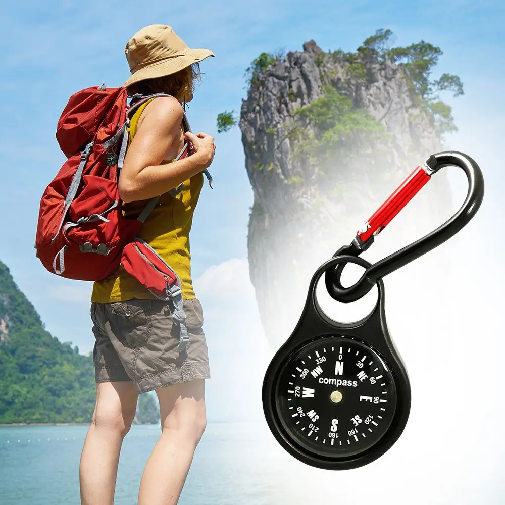 

Convenient Zinc Alloy Camping Portable Hanging Buckle Compass Key Ring Hook Carabiners