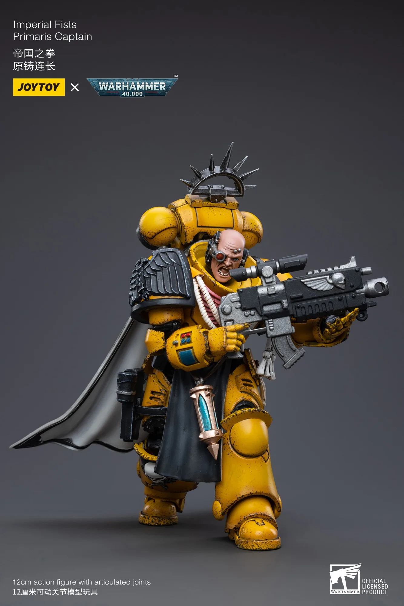 Фото Фигурки JOYTOY Warhammer 40K, 1/18, имперские кулаки, модель капитана Primaris, игрушка, подарки для мальчиков, 3,75 дюйма №4