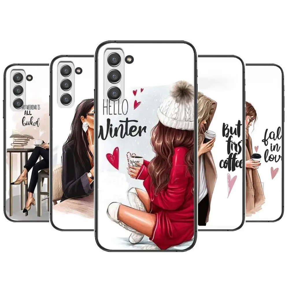 

Girl Boss Pink Women Coffee Phone cover hull For SamSung Galaxy s6 s7 S8 S9 S10E S20 S21 S5 S30 Plus S20 fe 5G Lite Ultra Edge