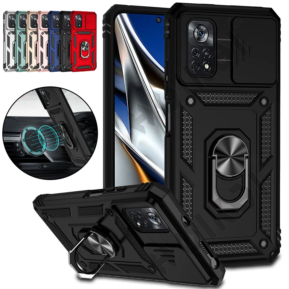 

Чехол для Xiaomi Poco X4 Pro Redmi Note 12 11 11S 10 9 M4 X3 Pro Mi 11T Противоскользящий объектив с камерой прочный армированный прочный Чехол военного класса r