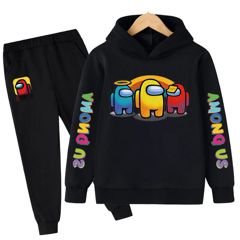 

4-14 Years 2022 Spring New Boy Girl Among Us Suit Cotton Kids Hooded Sportswear Set Children Clothes Girl Boys Clothes Two Piece