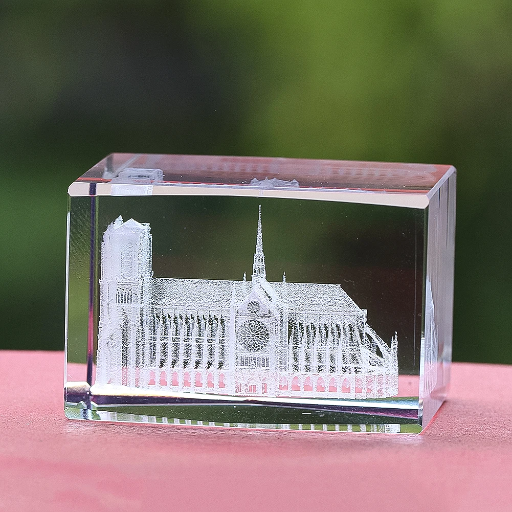 3D внутренняя резьба Нотр-Дам Парижа хрустальное украшение хрустальные поделки