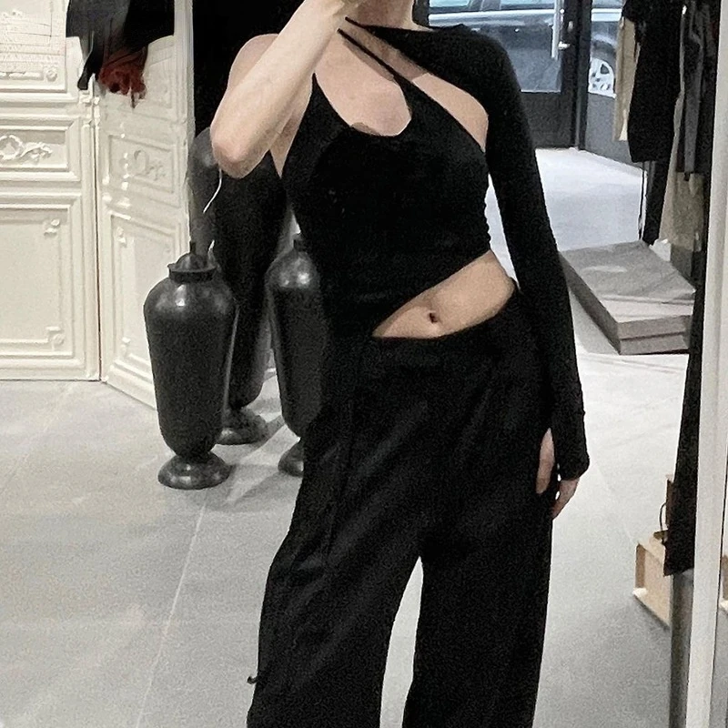 

Hollow Out Blusas One Off Shoulder Summer Clothes Tshirts for Women Top Female T-shirt Women's T-shirt Black Sexy Tops t Shirt