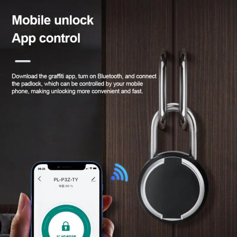 

Tuya Smart Home Fingerprint Lock Bluetooth Fingerprint Padlock Door Lock IP65 Waterproof Keyless USB Rechargeable House Locks