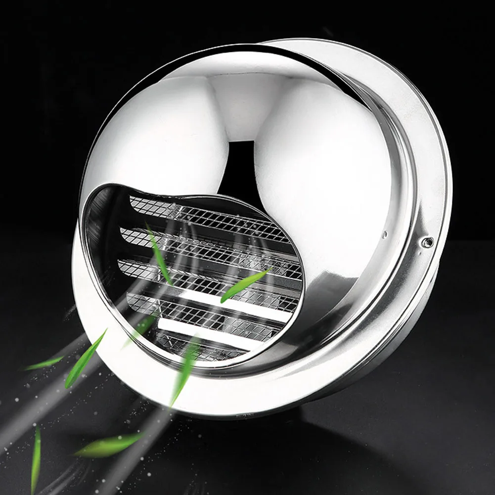 

Brand New For Wall Air Outlet Grille Vent Cap Heating Cooling Silver Stainless Steel Windproof Hemispherical Rainproof