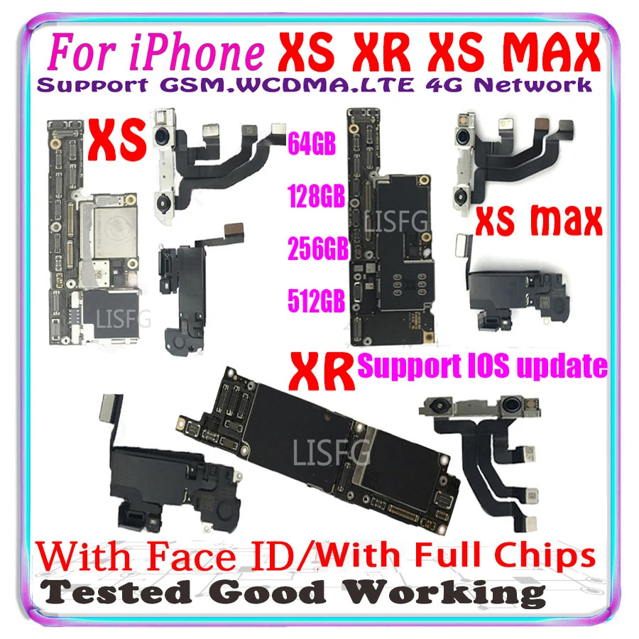 Материнская плата для iPhone XR &amp XS MAX с распознаванием лица 64 ГБ 128 256 100% Оригинальный