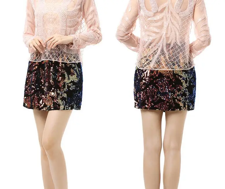 Милая фиолетовая юбка с блестками женские фиолетовые синие велюровые юбки