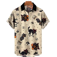 hawaiian mens shirts skull print shirts for men lapel button short sleeves trendy new tops oversized beach mens clothing tees