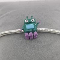 cute cartoon robot charms for bracelet necklace pendant jewellery gift for women man 925 sterling silver toy beads