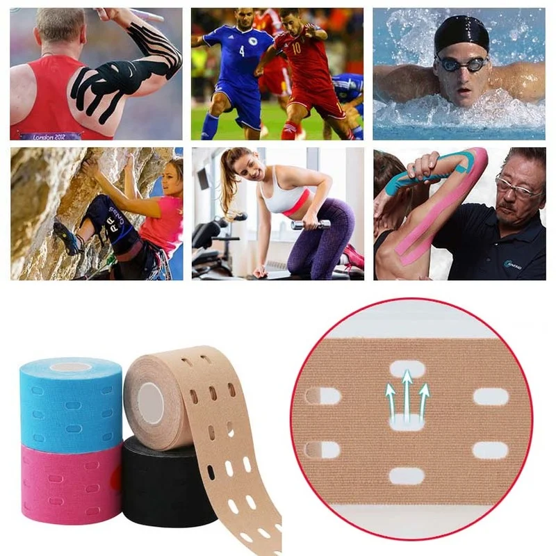 

1Pcs 500cm X 5 Cm Kinesiology Muscles Sports Care Elastic Physio Roll Punch Therapeutic Tape Adhesive Knee Protector