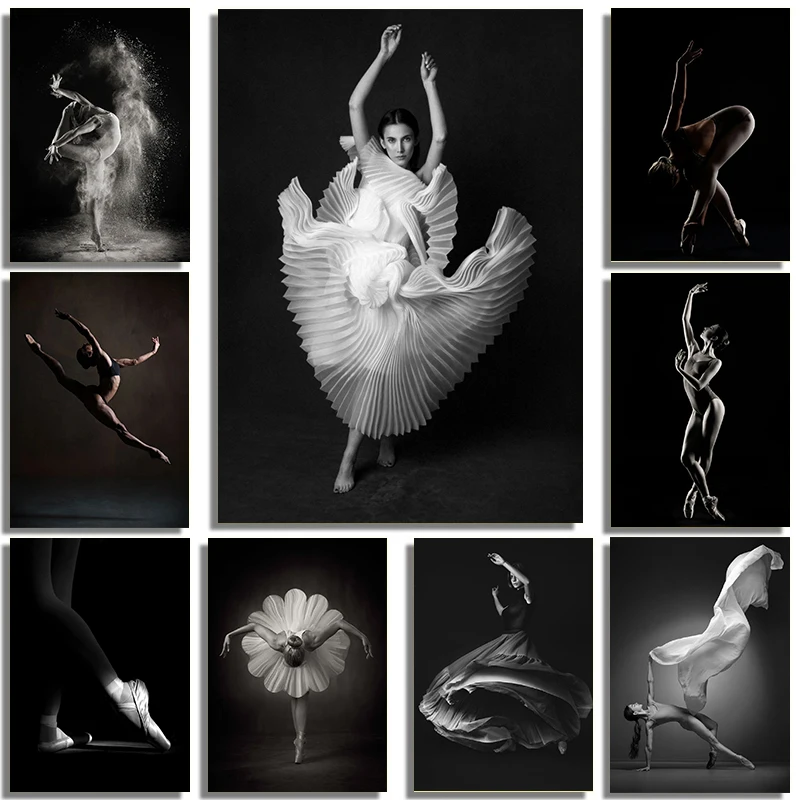 

Плакаты с изображением балерины, черно-белые элегантные женские плакаты, Картина на холсте, настенные картины для гостиной, современный Декор для дома