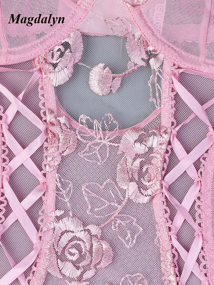 Magdalyn женские сексуальные прозрачные кружевные боди с цветочным принтом модные