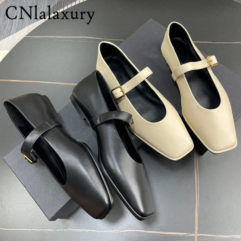 Туфли женские из натуральной кожи Мэри Джейн с квадратным носком Повседневная