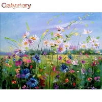 gatyztory flower scenery oil painting by numbers 60x75cm framed on canvas handmade unique gift modern home living room arts