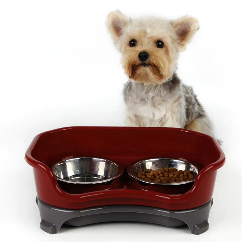 

Elevated Dog Bowls Raised Pet Dish Stainless Steel Cat Food and Water Bowls for Small Medium Large Dogs Deluxe Feeder No Spill