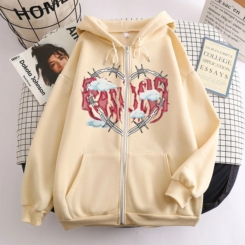 Толстовка унисекс на молнии с надписью Love Text Y2K