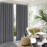 ryb home 1pc waterproof outdoor curtain panels blackout patio curtains sticky tab top for sliding door foyer arbor lanai custom
