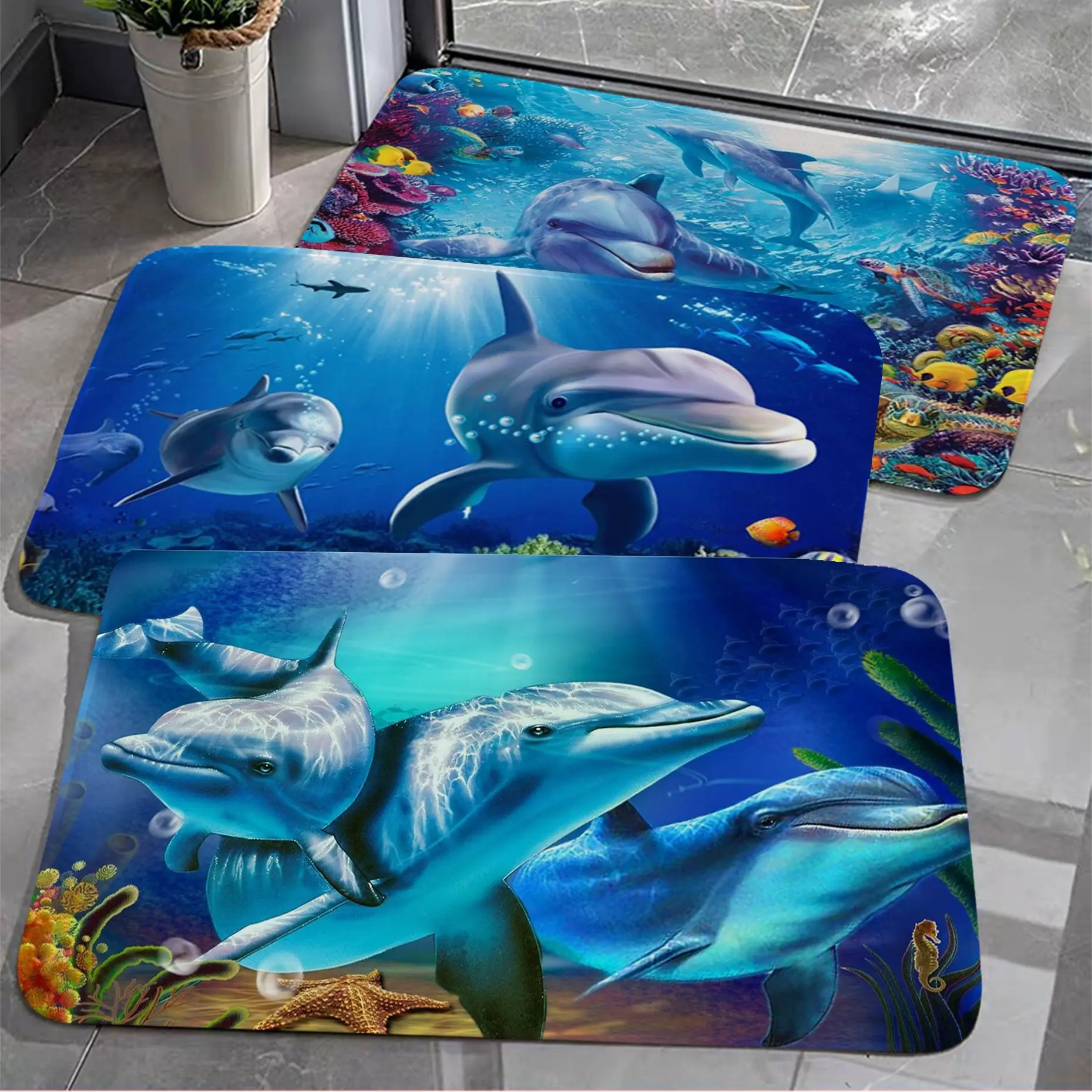 

Underwater World Floor Mat Floor Mat Non-Slip Laundry Room Mat Laundry Decor Balcony Child Living Room Alfombra