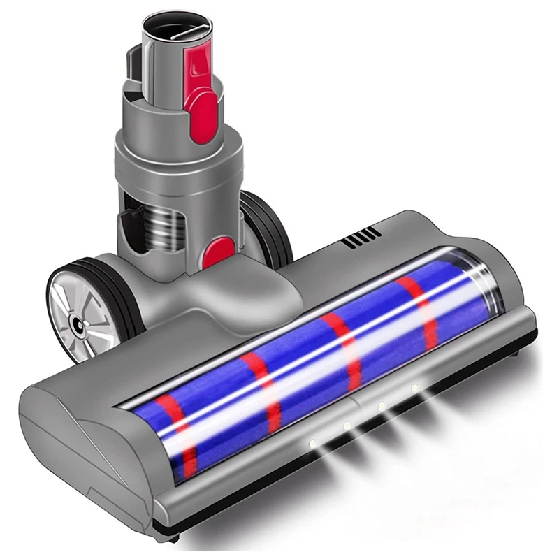 Turbo Electric Motorized Brush For Dyson V7 V8 V10 V15 V11 V12 Quick Release With Roller Soft Bristles With LED Light