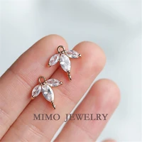 mimo jewelry color preserving copper gold plated zircon clover double hanging ring pendant diy accessory