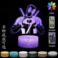 disney marvel deadpool smart 3d night light 716 color touch remote control led bedside table lamp childrens toy birthday gift