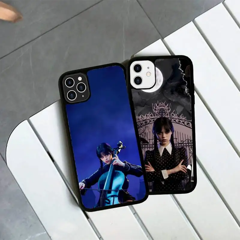 

Wednesday Addams Family Tv show Phone Case Silicone PC+TPU Case for iPhone 11 12 13 Pro Max 8 7 6 Plus X SE XR Hard Fundas