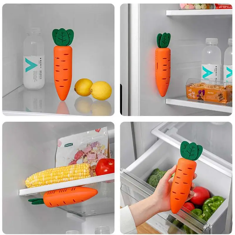 

Refrigerator Deodorant Box Carrot-shaped Air Freshener Odor Remove Activated Carbon Box Charcoal Bag For Cabinet Closet Fridge