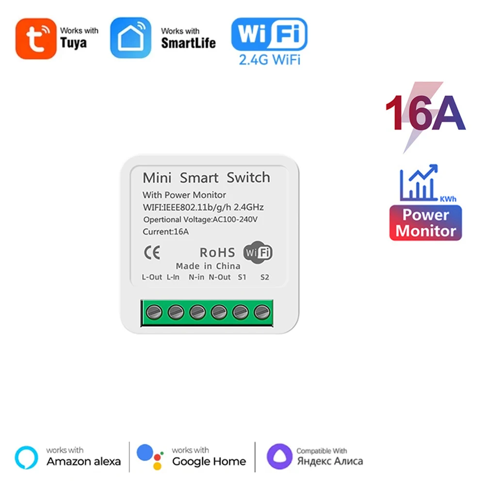 

Умный выключатель света Tuya 16A