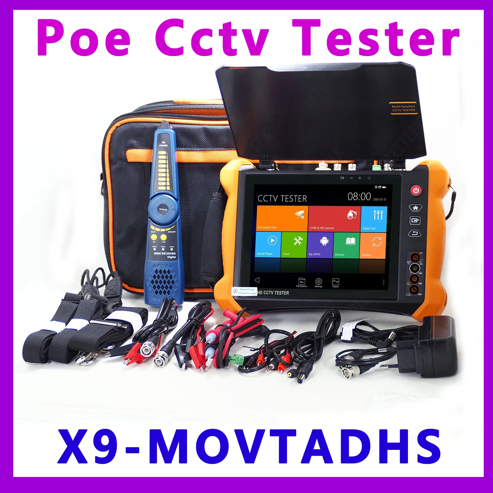 

X9MOVTADHS X9ADHS 8 дюймовый тестер системы скрытого Видеонаблюдения Монитор IP-камера Wifi тестер с портом POE UTP 8MP CVI TVI AHD SDI все в одном Безопасность 4KHDmi монитор