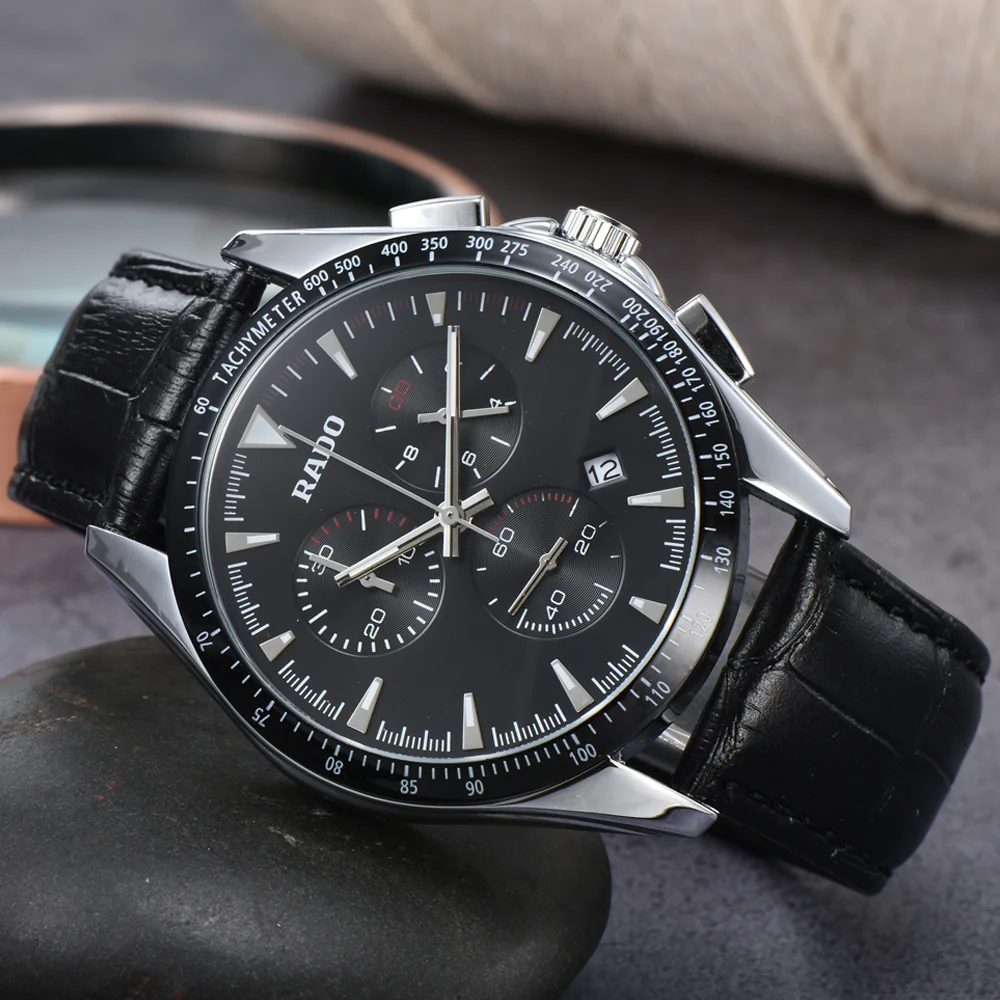 2023 Rado Original Brand Watches For Mens Luxury Multifunction Automatic Date Watch Business Full Steel Chronograph AAA Clocks