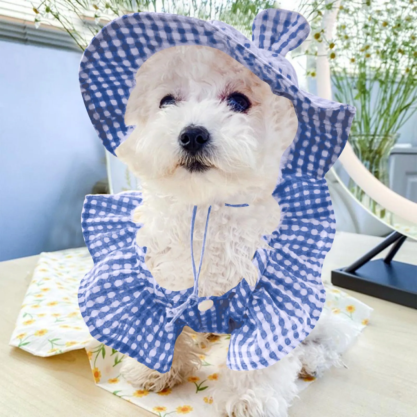 

Dog Small Ear Plaid Shade Cute Hat Pet Dog Fashion Adjustable Cap Summer Comfortable Sun Protective Hat Pet Cap Supplies