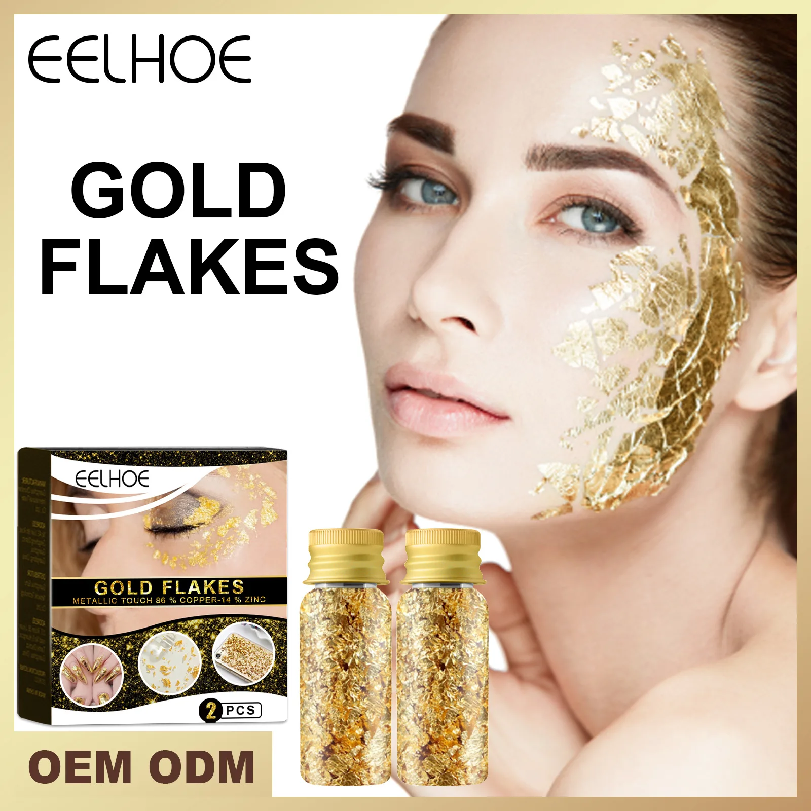 

Free Shipping EELHOE New Multifunctional Bottled Nail Art Decoration Food Decors Gold Foil Facial Mask Skin Care 2 PICS