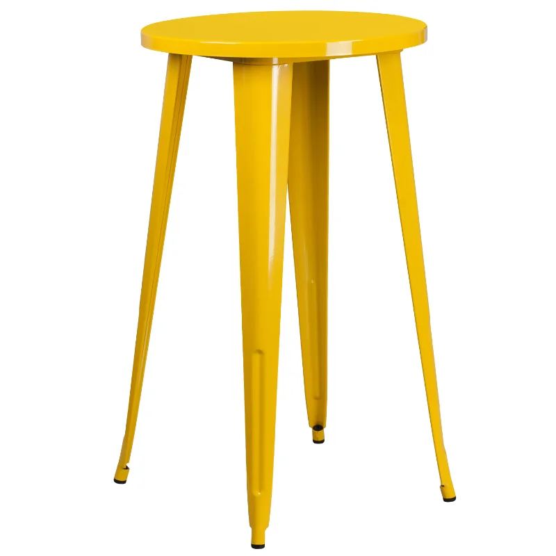 

Flash Furniture Commercial Grade 24" Round Yellow Metal Indoor-Outdoor Bar Height Table