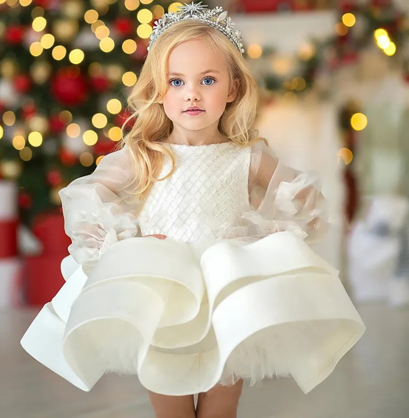 

Children's Model Walk Show Piano Dress Flower Host Pong Yarn Girl's Birthday Dress Princess Dress