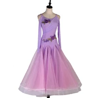 ladys advanced ballroom competition dance dresses 2022 elegant lilac color tango waltz ballroom dancing dress women