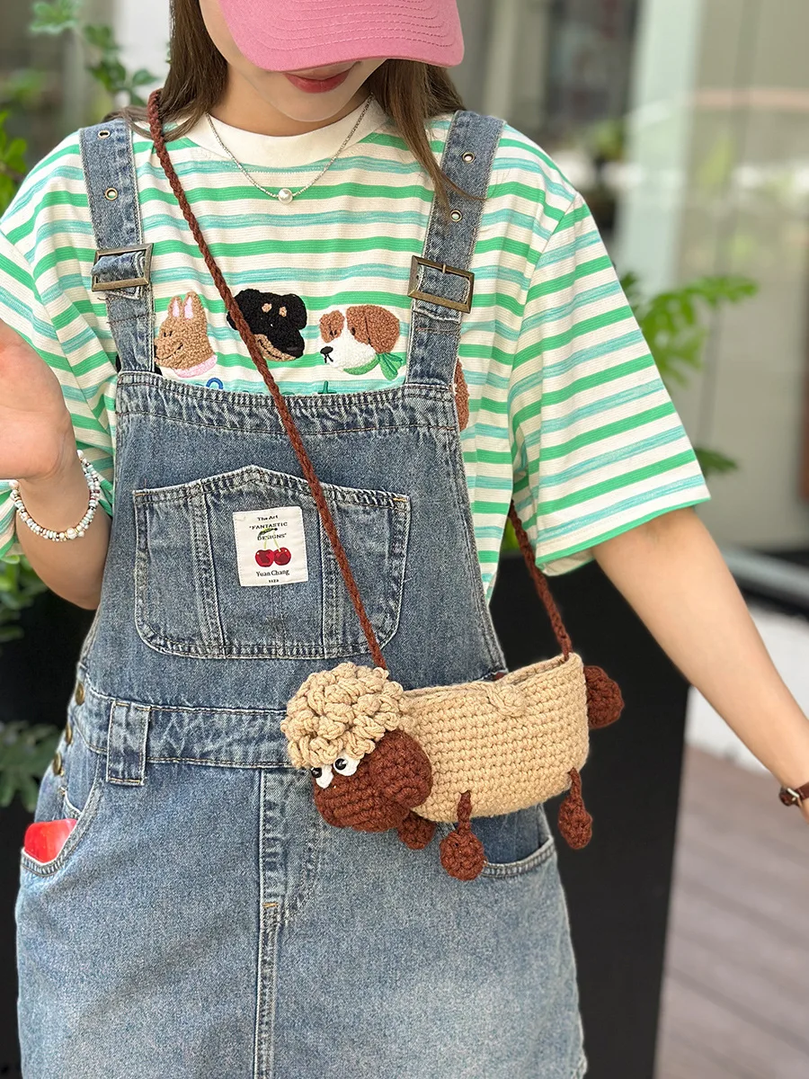 2024 Новинка! Сумка на плечо ручной работы в стиле овечки Shaun. Тканый. Одно