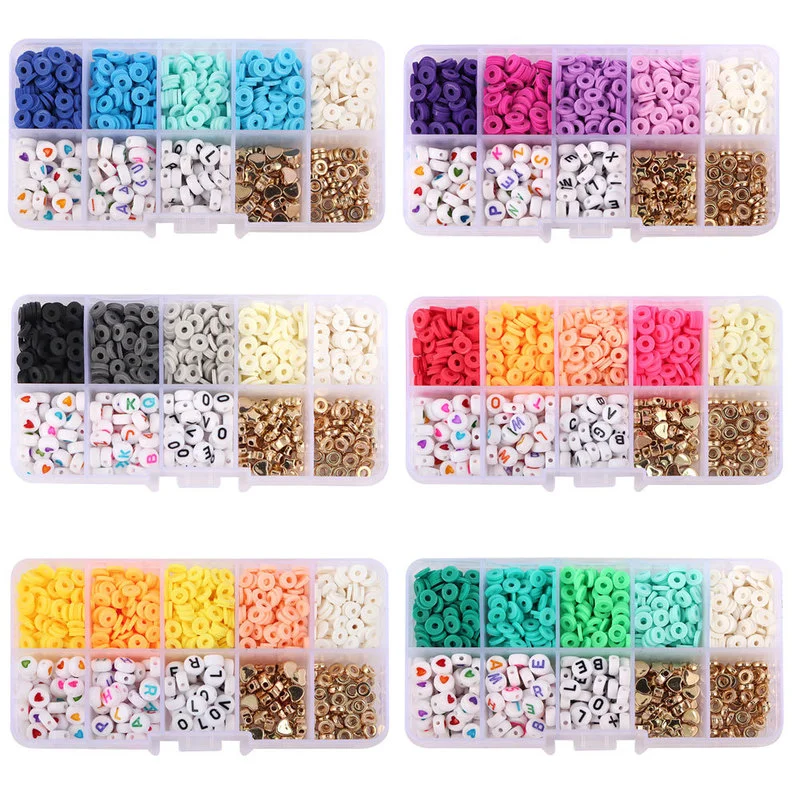 

Product Soft Pottery Sliced Letter Bead Set CCB Positioning Bead Children DIY Toy Bracelet Necklace Beaded Accessories Girl Gift