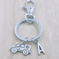 ambulance nurse doctor keyring letter car key chain ring lobster clasp initial charm women jewelry accessories pendants metal