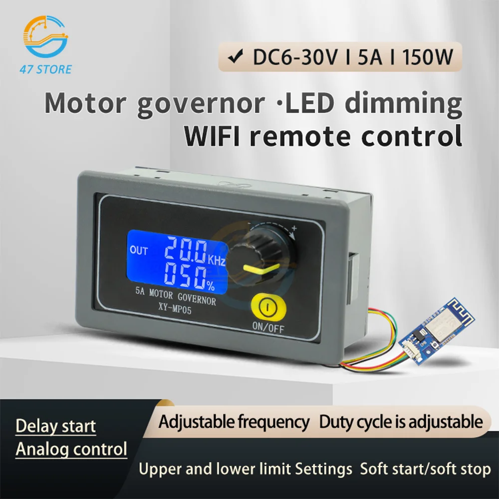 

MP05 PWM DC 6-30V 12V 24V регулятор скорости двигателя 5A 150W регулируемый светодиодный диммер с Wi-Fi пультом дистанционного управления