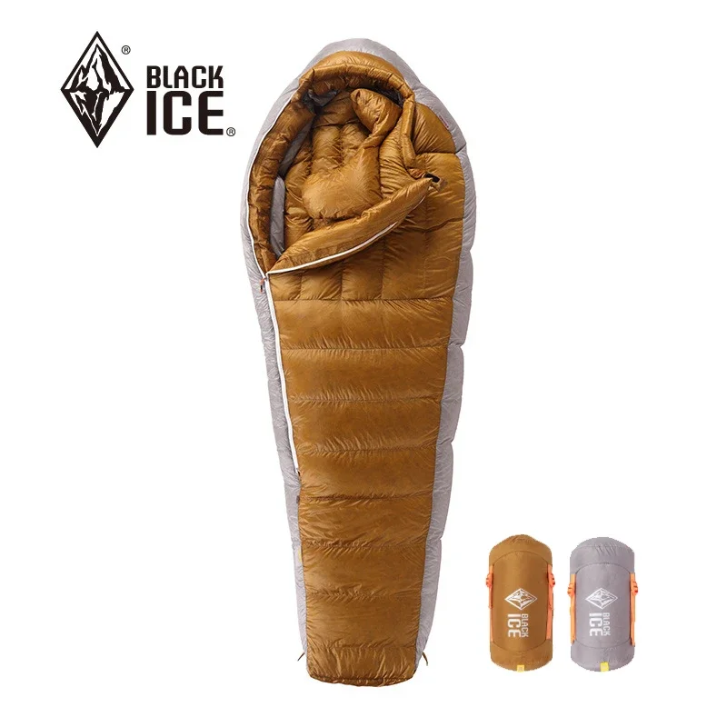 Фото Спальный мешок Black Ice Z series для зимнего кемпинга, 95% гусиного пуха, 800FP, нейлон 10D, водоотталкивающий, ультратеплый, мумия-форма №1