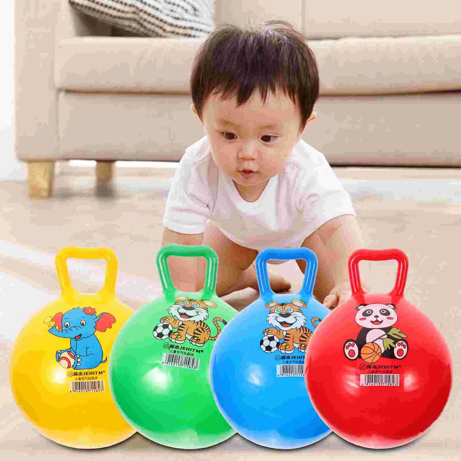 

Toyandona мяч для детей 4 шт. прыгающая игрушка для прыжков цветные животные для фитнеса детские надувные мячи с узором