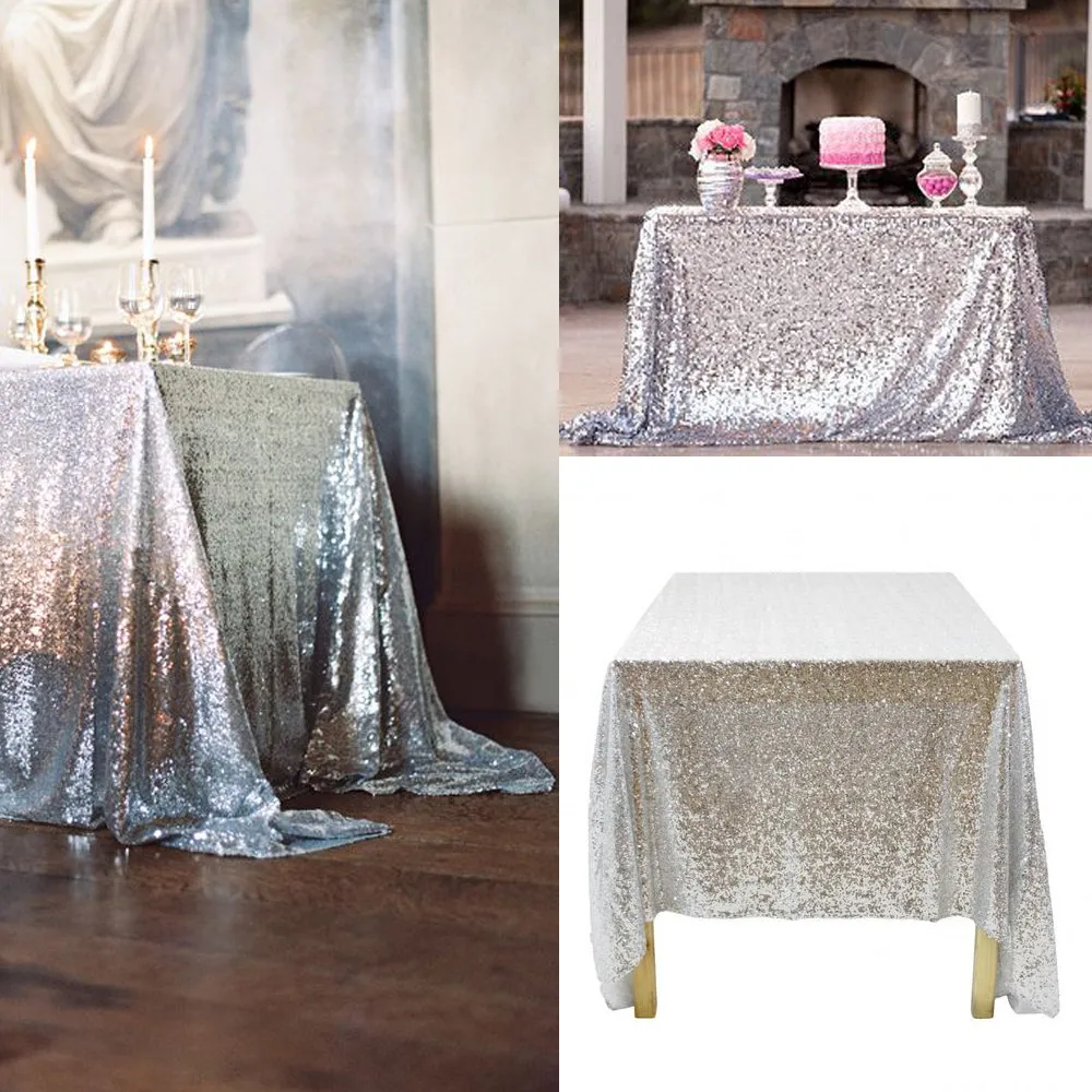 Parti pullu masa örtüsü Glitter dikdörtgen masa örtüsü düğün dekorasyon parti için ziyafet ev dekor özel çoklu boyutları