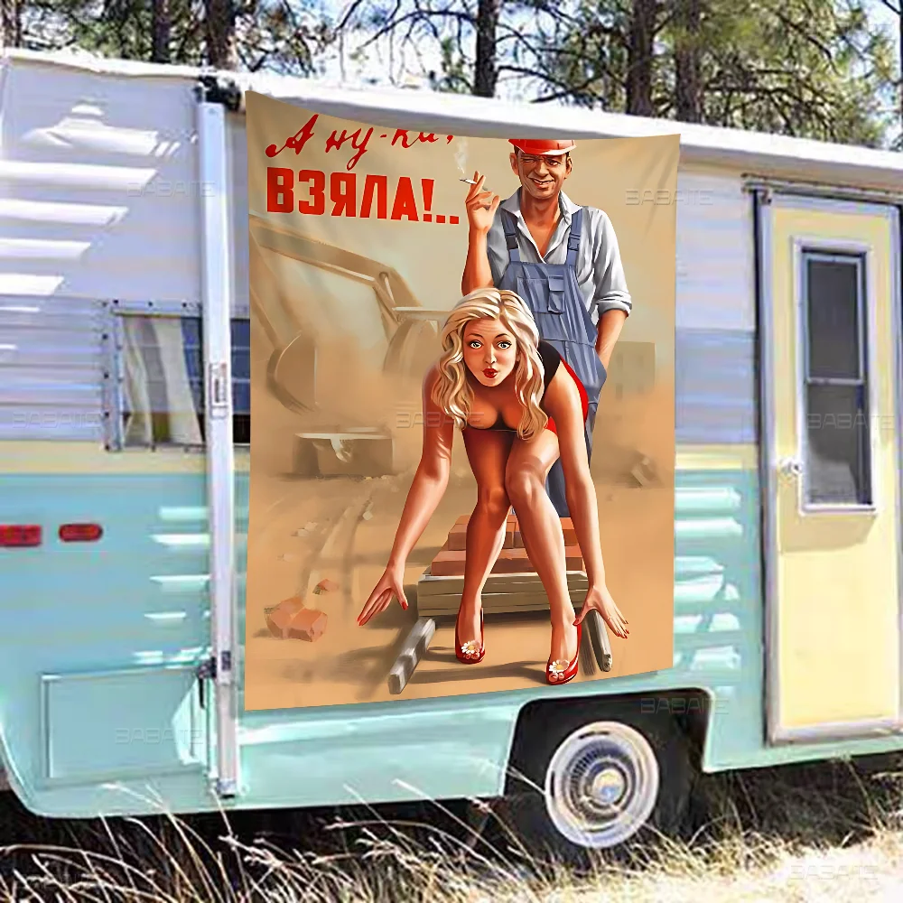 CCCP Pin Up Girls Пропаганда Ретро Флаги Многократный выбор Гостиная Студия Стенд