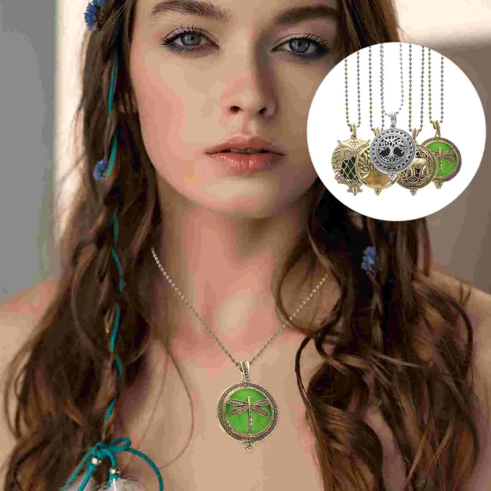 

5 Pcs Aromatherapy Necklace Disfuser Accessory Jewelry Girls Diffuser Essential Oil Alloy Chain Miss Necleses Women