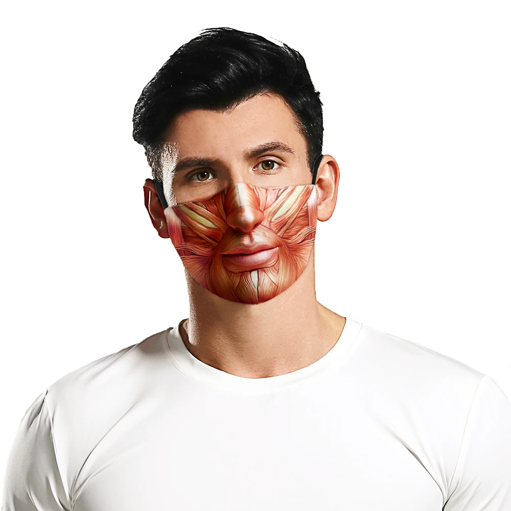 

Набор для половины лица с принтом человека, Регулируемая Маска для костюма на Хэллоуин, удобные маски клоуна от пыли и смога